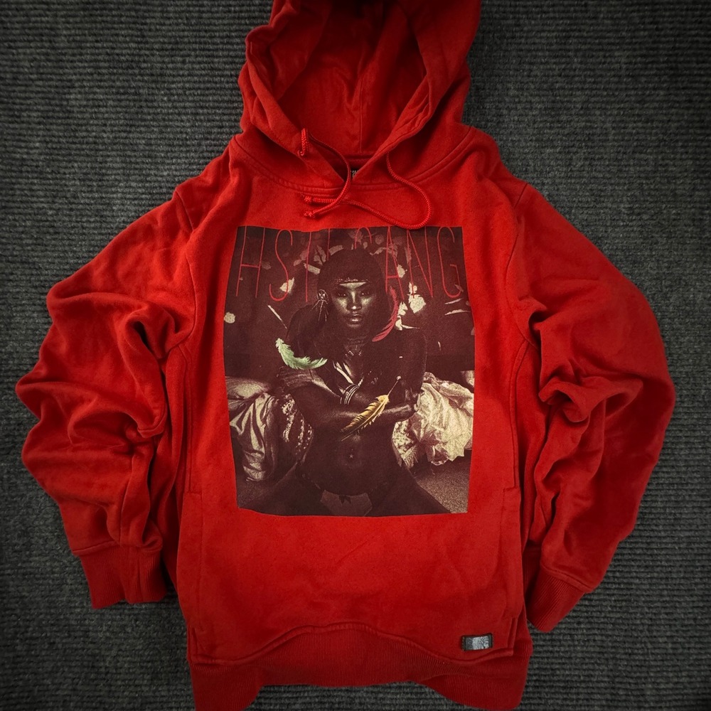 Hustle Gang Hoodie Men's M Red Yves Tumor Serpent Music Graphic Pullover